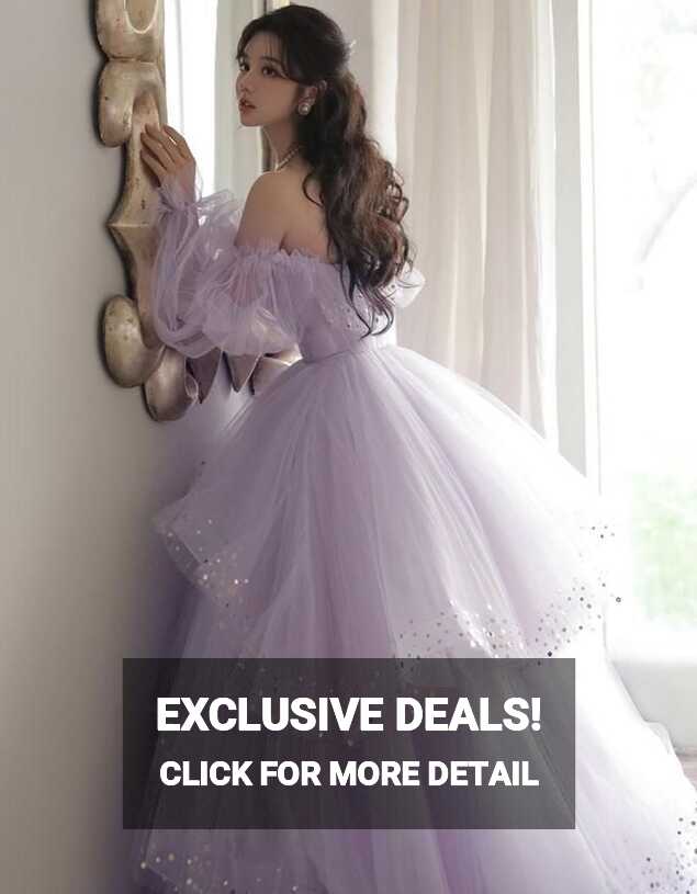 Light Purple Tulle Layers Ball Gown Princess Formal Dresses, Long ...