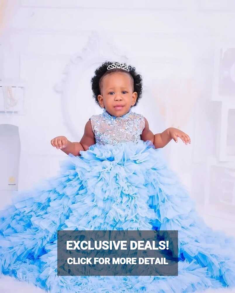 Light Sky Blue Flower Girls Dresses for Wedding Beaded Kids ...