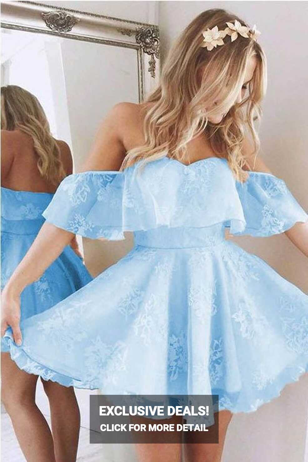 Light blue Lace Homecoming Dress, Short Prom Dress ,Formal Dress ...