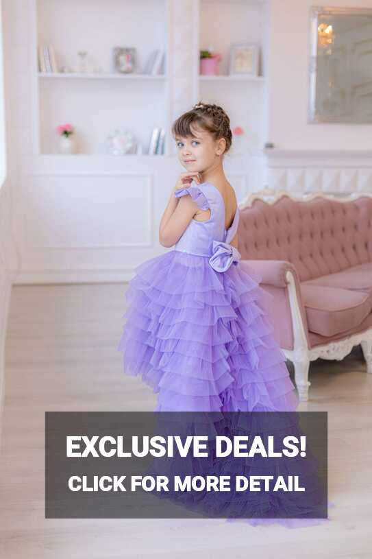 Lilac Flower Girl Dress, Tulle Girl Dress, Ruffle Girl Dress, Lavender