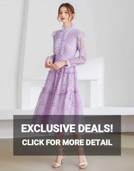 Lilac Lavender lace Midi dress – Comino Couture