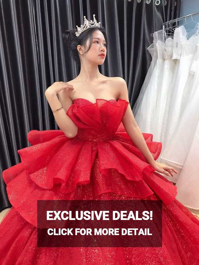 Limited edition - Luxury - sweetheart red ball gown with cathedral ...