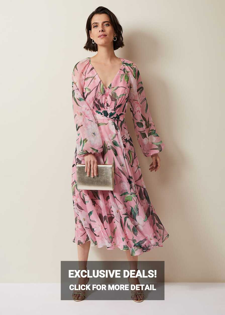 Lina Printed Long Sleeve Midi Dress | Phase Eight UK |