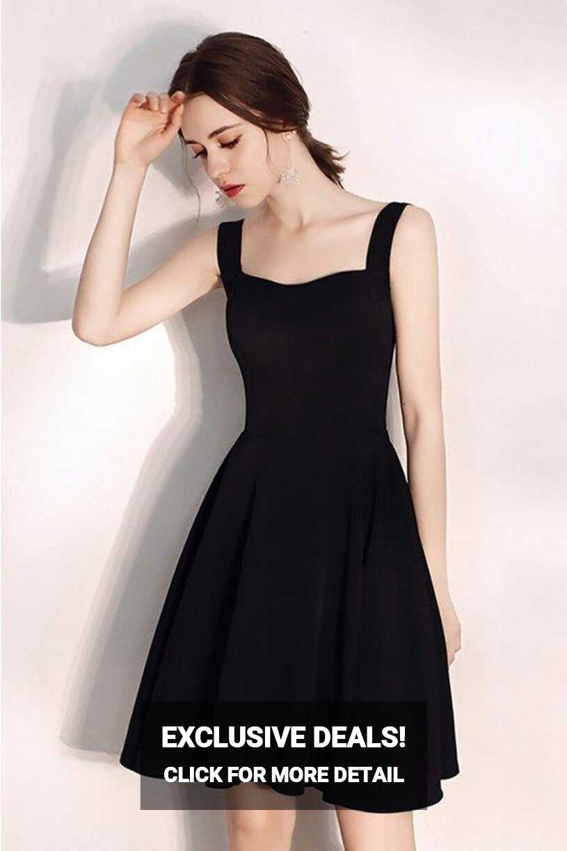 Little Black Aline Semi Formal Party Dress With Straps | Semi ...