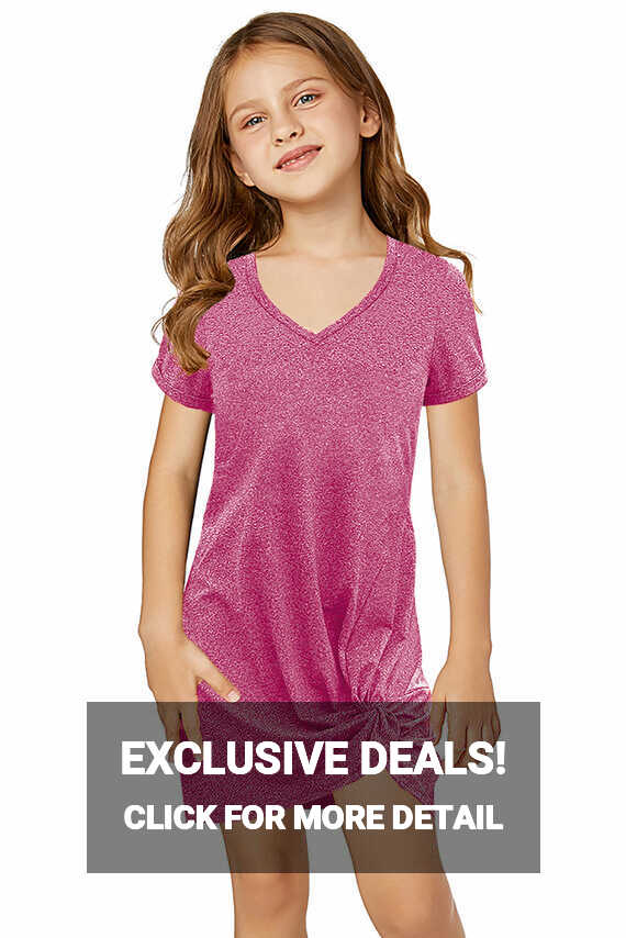 Little Girls&#39; V Neck T-shirt Mini Dress with Twist Hem – ALELLY