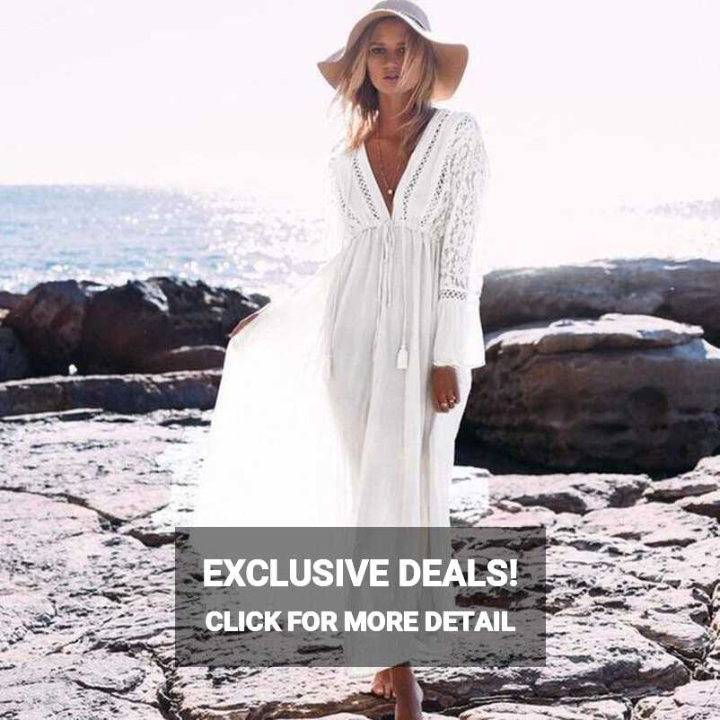 Long Bohemian / Hippie White Dress - one size