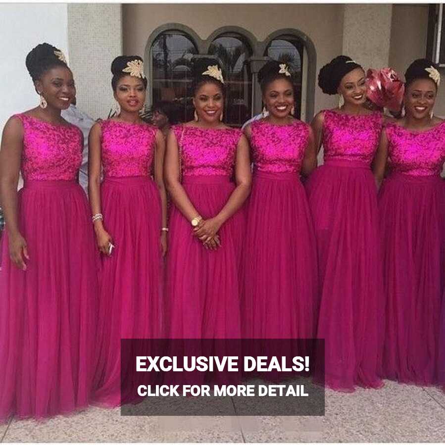 Long Fuschia Bridesmaids Dress Hot Pink Lace Bridesmaid Dresses ...