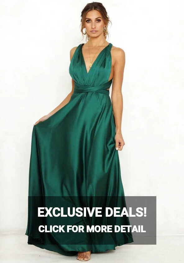 Long Green Satin Dress | Miss Satin