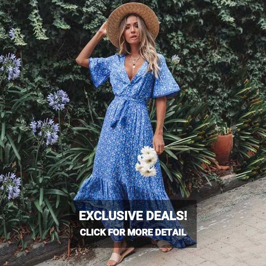 Long Hippie Chic Dress in Blue | Boho Mood