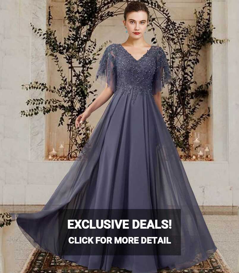 Long Mother of the Bride Chiffon Dress Elegant Wedding Guest Gown ...