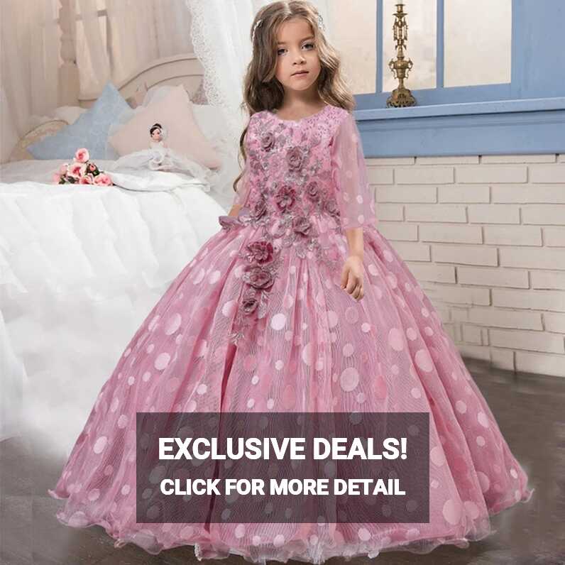 Long Sleeve Bridesmaids Dress Girl | Dresses Girls 12 14 Years ...