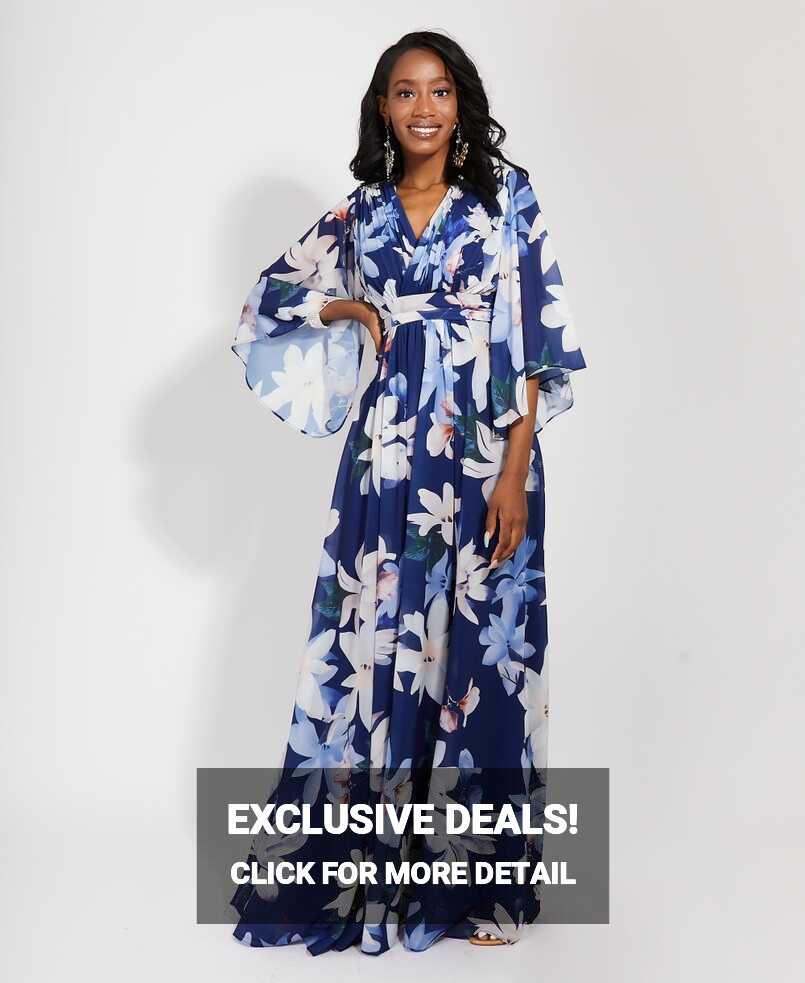 Long Sleeve Floral Wrap Maxi Dress |Floral occasion Dress | KRISP