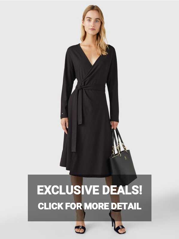 Long Sleeve Knee Length Wrap Dress | Tommy Hilfiger