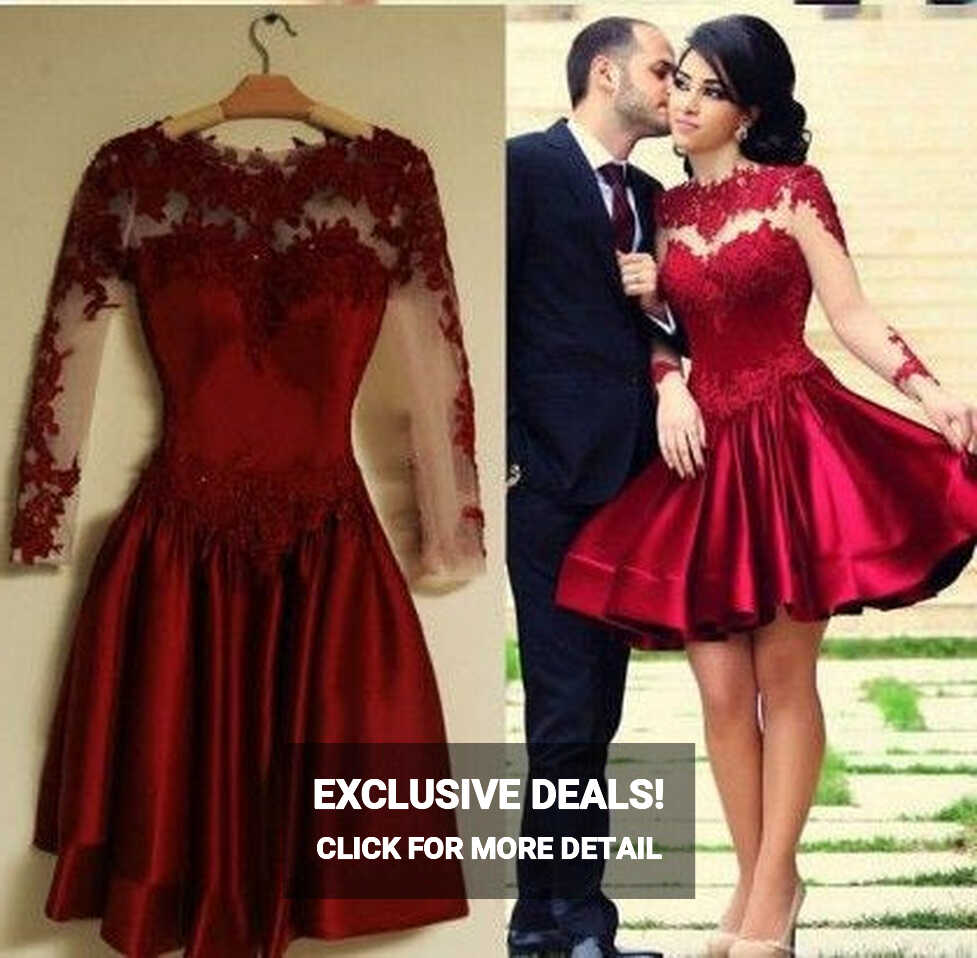 Long Sleeve Red Homecoming Dress with Sleeves