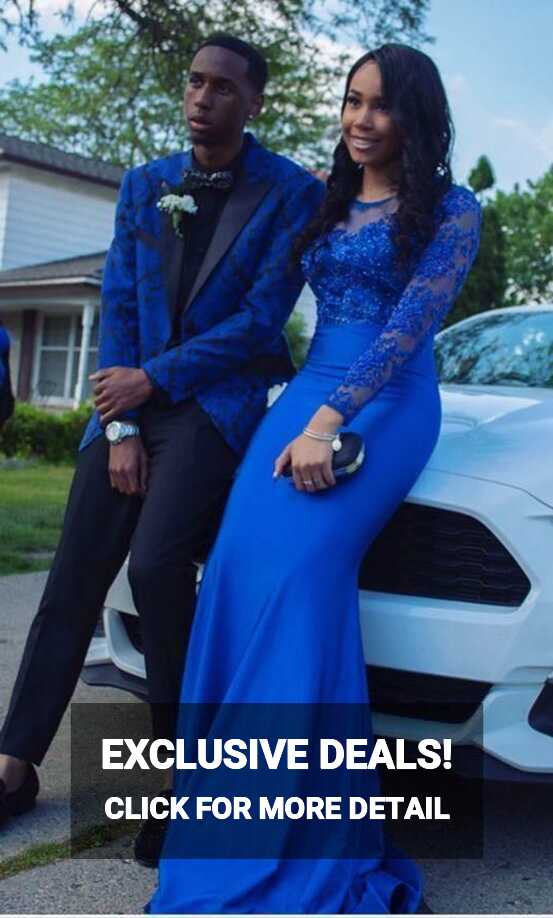 Long Sleeve Royal Blue Prom Dress,Elegant Royal Blue Evening Dress ...