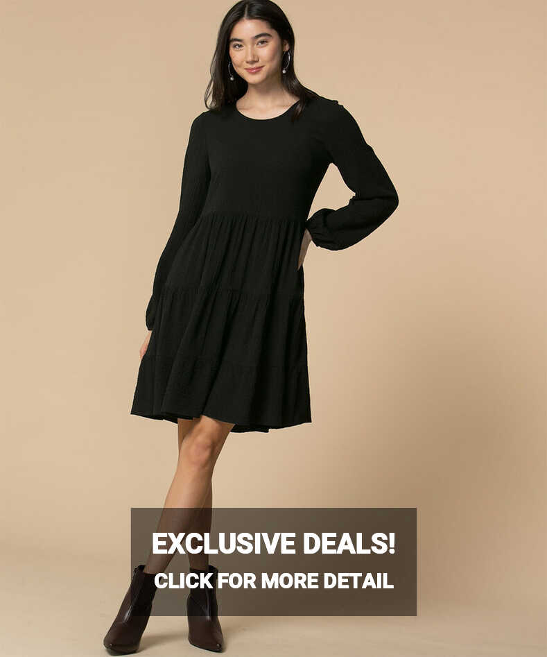 Long Sleeve Tiered Knee Length Dress | Rickis