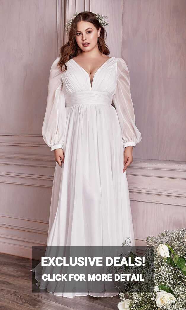 Long Sleeve White Chiffon Long Formal Dress