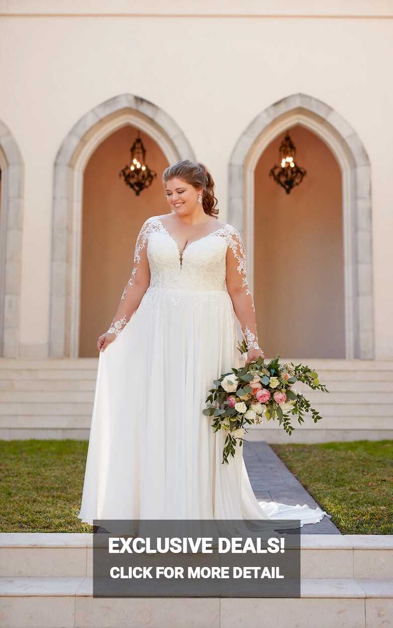 Long-Sleeved Casual Plus-Size Wedding Dress | Stella York Wedding ...