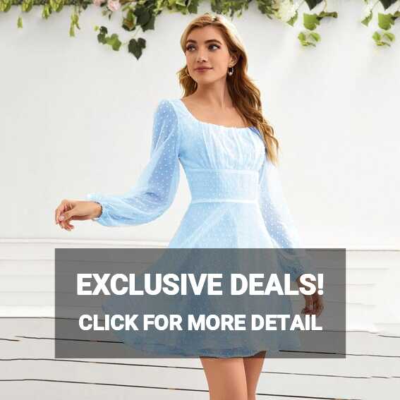 Long Sleeved High Waist Commuter Dress Light blue-L