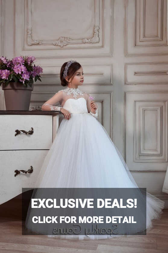 Long Sleeves Flower Girl Communion Dress Celestial 3139 – Sparkly ...