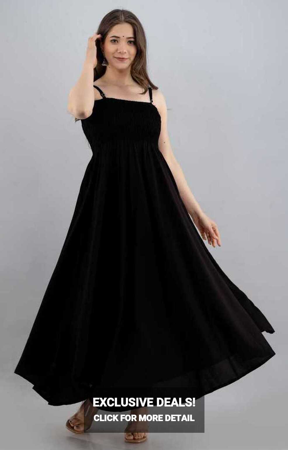 Long Stylish Black Maxi Dress for Women Western Wear