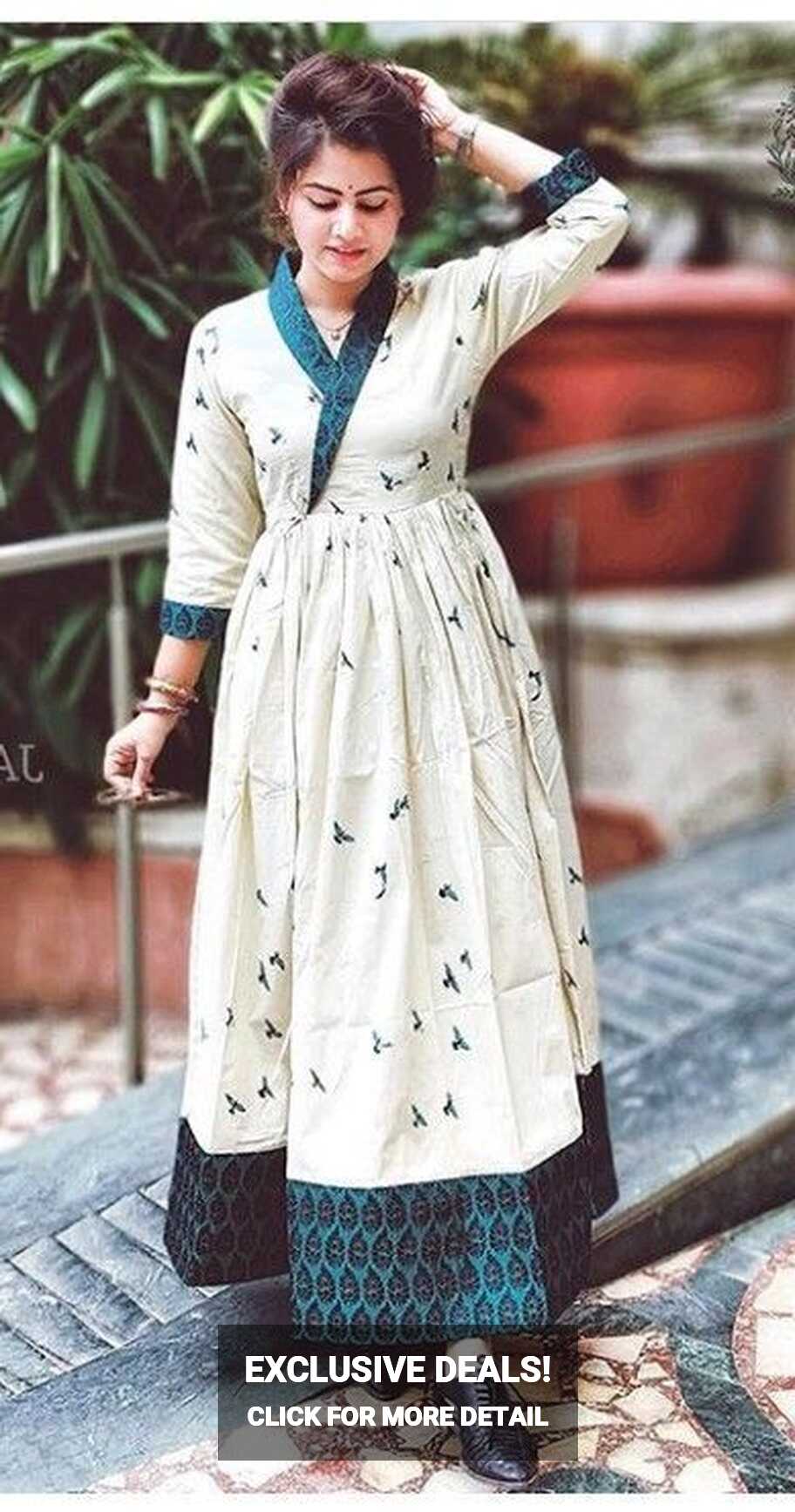 Long cotton kurti/Dress | Long kurti designs, Cotton long dress ...