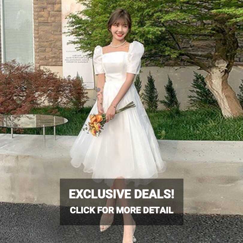 Long white dress Formal civil wedding dress for women gown Mori ...