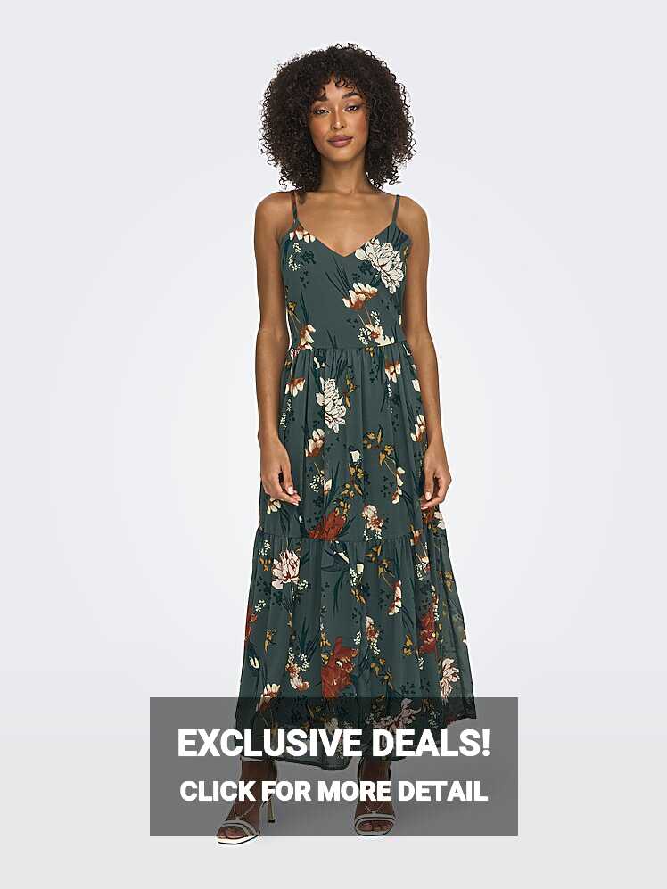 Loose Fit V-Neck Long dress | Dark Green | ONLY®