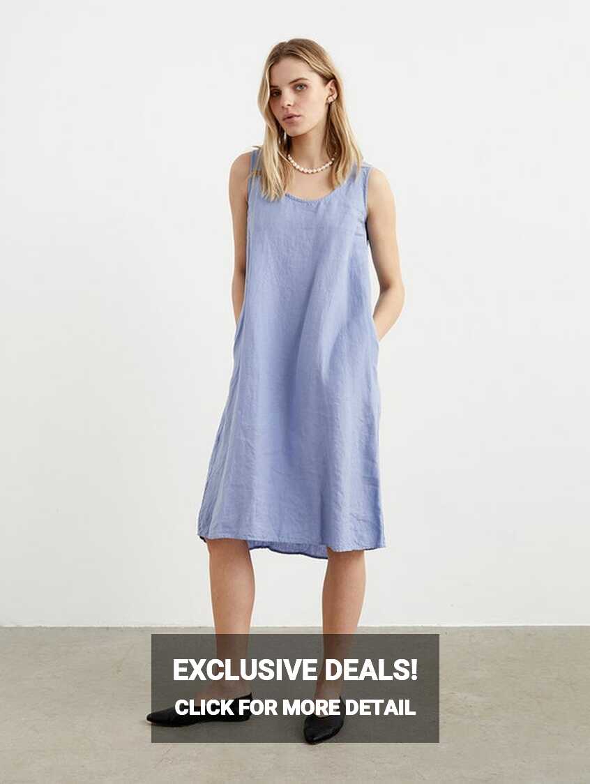 Loose Summer Linen Dress, Linen Tank Dress With Pockets OLIVIA ...