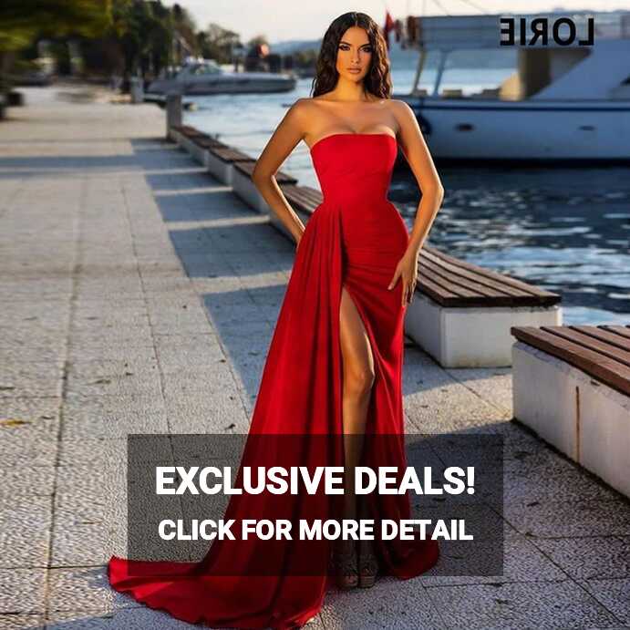 Lorie Red Off Shoulder Mermaid Prom Dresses Sleeveless Evening ...