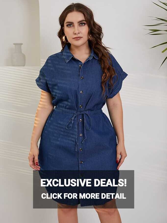 Love Welove Fashion Women&#39;s Summer Denim Shirt Dress short sleeves ...