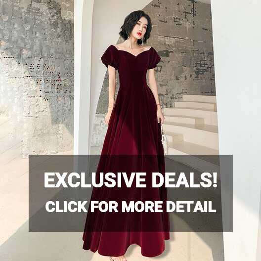 Lovely A-line Velvet Long Dark Red Formal Dress, Burgundy ...