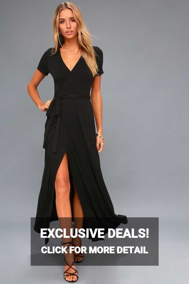 Lovely Black Dress - Wrap Dress - Black Maxi Dress - Lulus