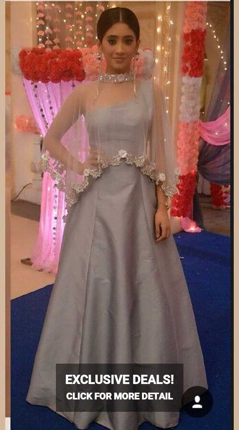 Lovely Grey Silk Bollywood Style Gown for Party