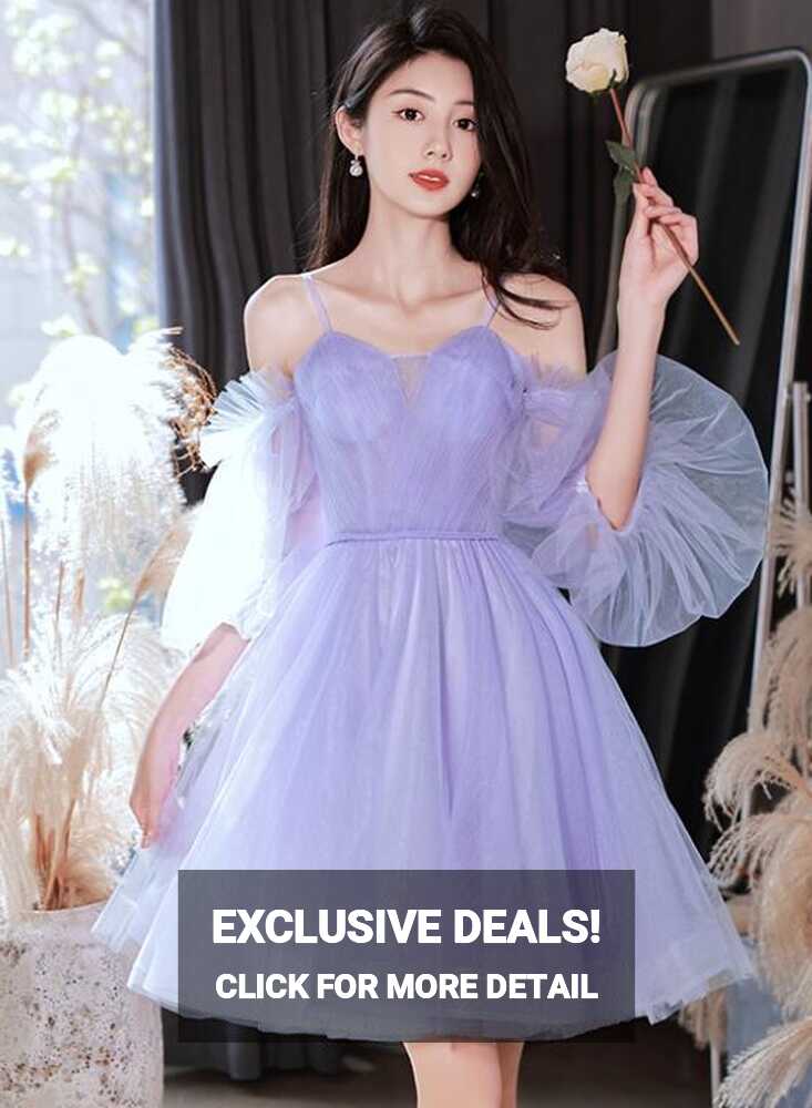 Lovely Lavender Short Party Dress Off Shoulder Dress, Cute ...