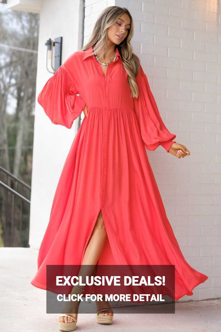 Lovely Red Bishop Sleeves Dress - Maxi Dress | Red Dress