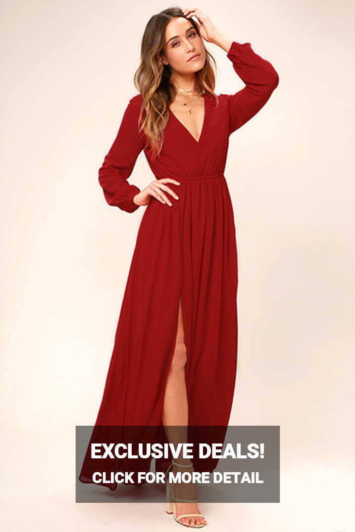 Lovely Red Dress - Maxi Dress - Long Sleeve Dress - $78.00 - Lulus