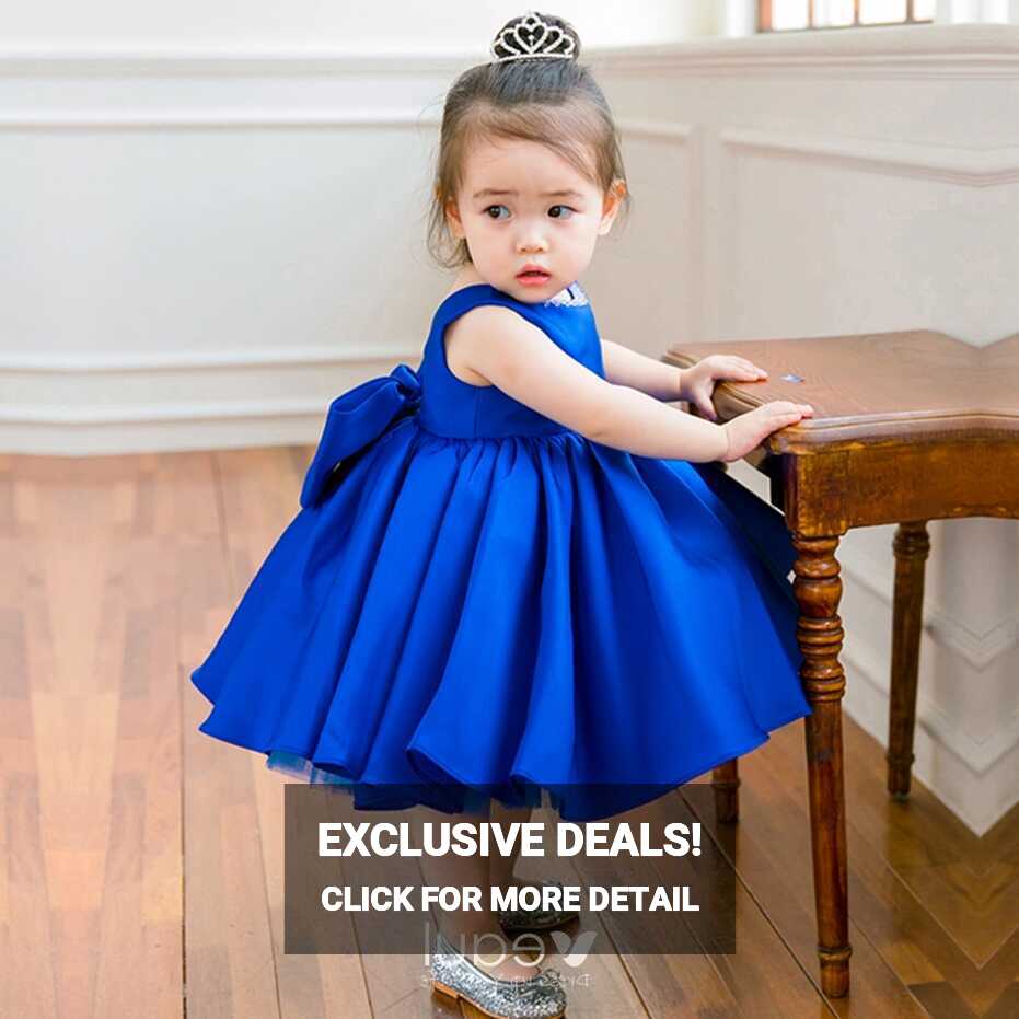 Lovely Royal Blue Satin Birthday Flower Girl Dresses 2020 Ball ...