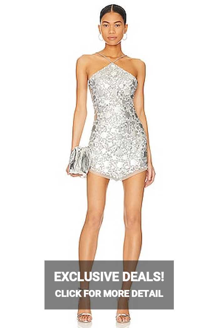 Lovers and Friends Mia Embellished Mini Dress in Silver Sequin ...