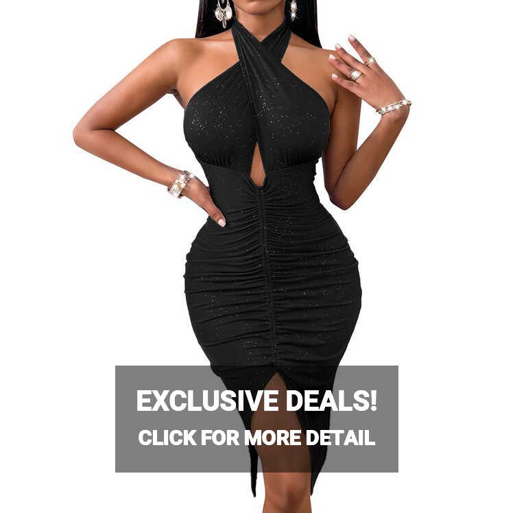 Lu&#39;s Chic Women&#39;s Cut Out Bodycon Dress Glitter Rhinestone Wrap ...