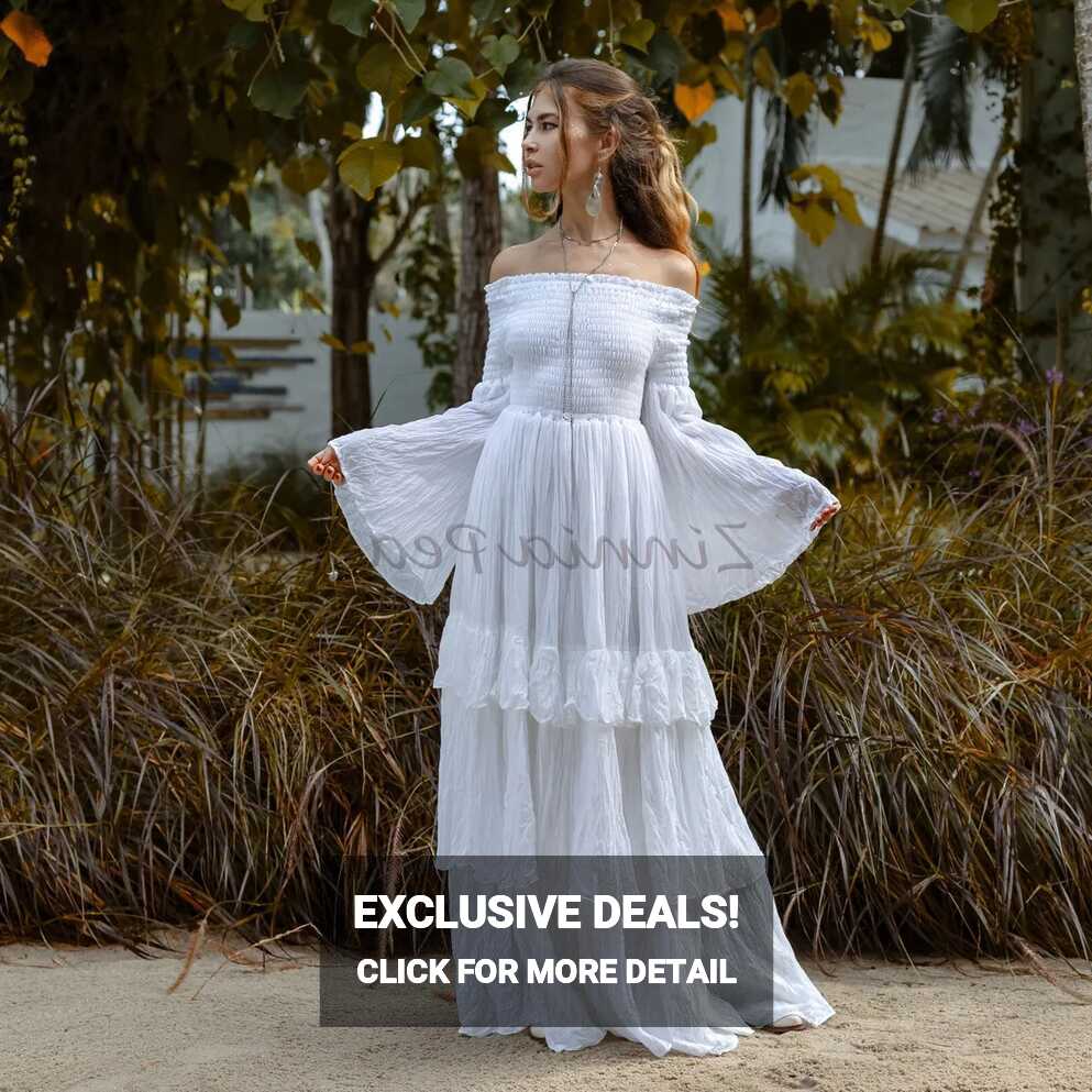 Lucia Off-Shoulder Boho Bohemian Wedding Festival Maxi Dress One ...