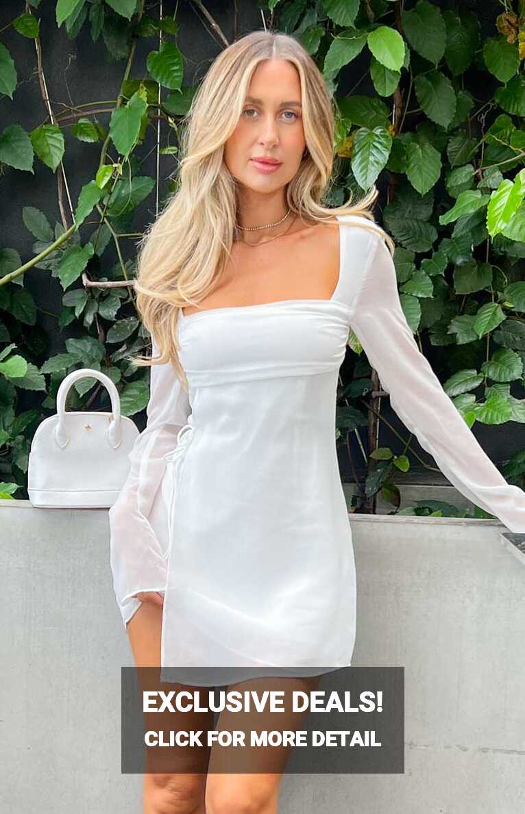 Lucy White Long Sleeve Mini Dress – Beginning Boutique NZ