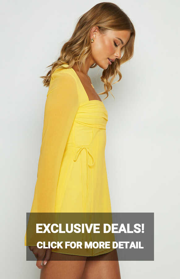 Lucy Yellow Long Sleeve Mini Dress – Beginning Boutique US