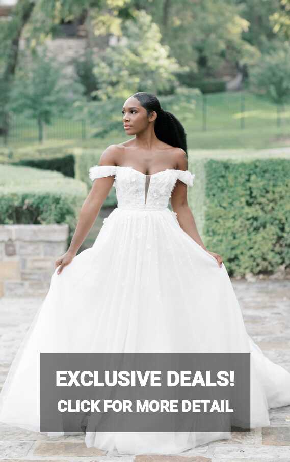 Luxe Off-the-Shoulder Ballgown Wedding Dress with 3D Floral Detail