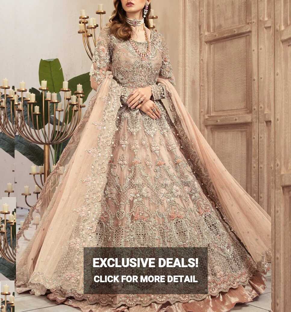 Luxurious 3D Handwork &amp; Heavy Embroidered Net Bridal Maxi Dress