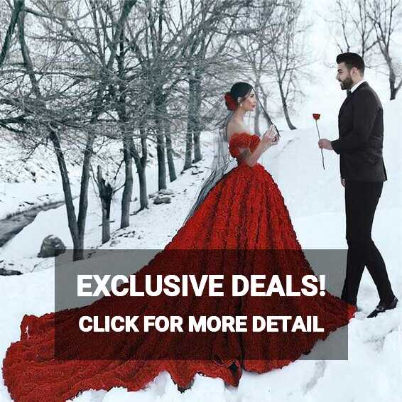 Luxurious Elegant Cinderella Long Trail Ball Gown Sexy Red Wedding ...