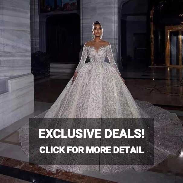 Luxurious Glitter Sequined Long Sleeves Wedding Dresses 2023 Dubai ...