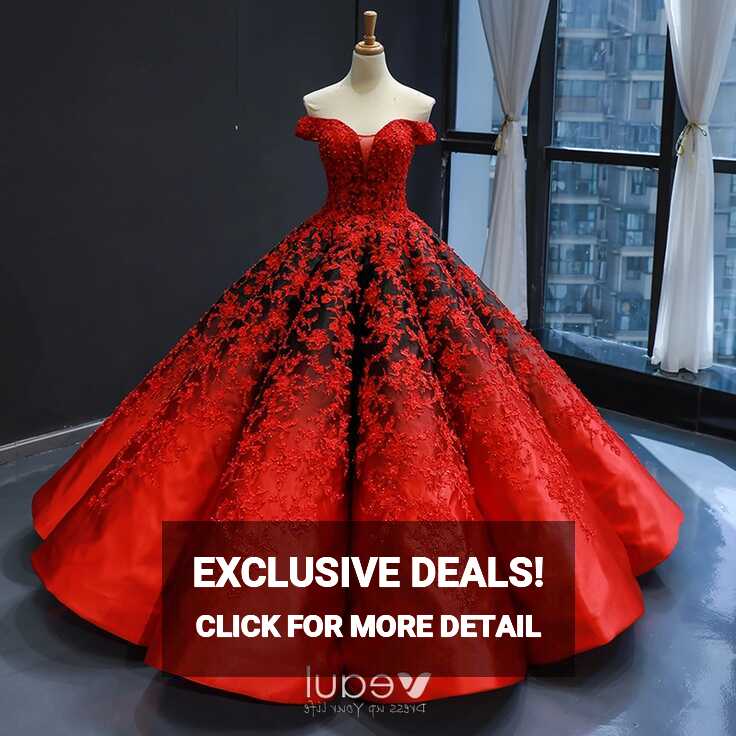 Luxury / Gorgeous Red Black Satin Dancing Prom Dresses 2023 Ball ...