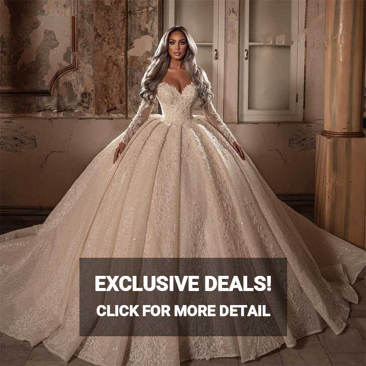 Luxury Ball Gown Wedding Dress Beadings Sweetheart Appliques ...