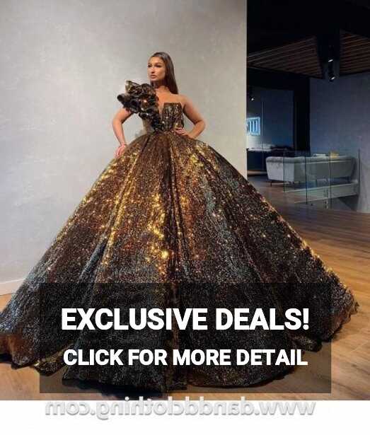 Luxury Evening Dress Princess Black Gold - M